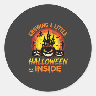 Growing a Little Halloween Inside Haunted Pumpkin Classic Round Sticker