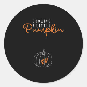 Growing A Little Pumpkin Fall Pregnancy Thanksgivi Classic Round Sticker