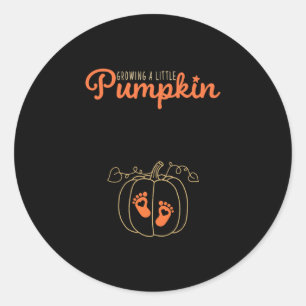 Growing A Little Pumpkin Fall Pregnancy Thanksgivi Classic Round Sticker