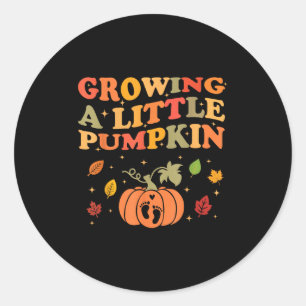 Growing A Little Pumpkin Halloween Pregnancy Annou Classic Round Sticker