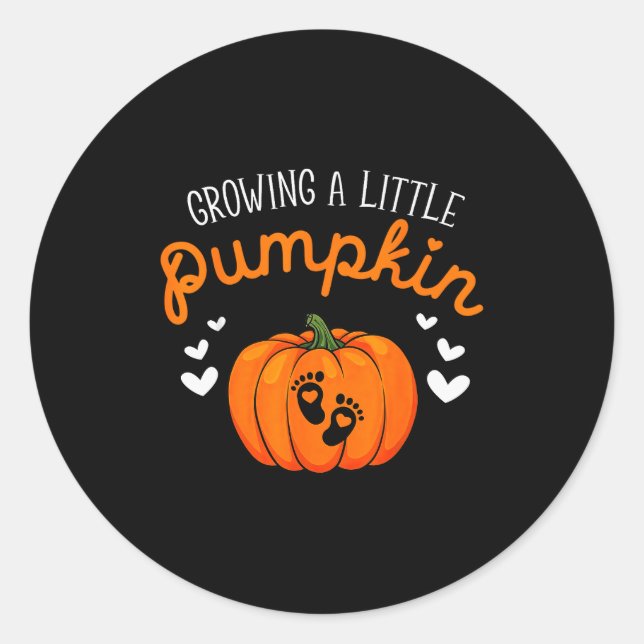 Growing A-little Pumpkin Halloween Pregnancy Annou Classic Round Sticker (Front)