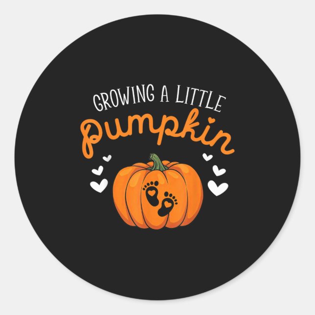 Growing A-little Pumpkin Halloween Pregnancy Annou Classic Round Sticker (Front)