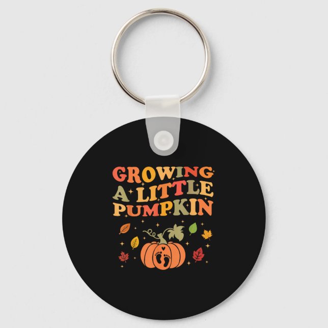 Growing A Little Pumpkin Halloween Pregnancy Annou Key Ring (Front)