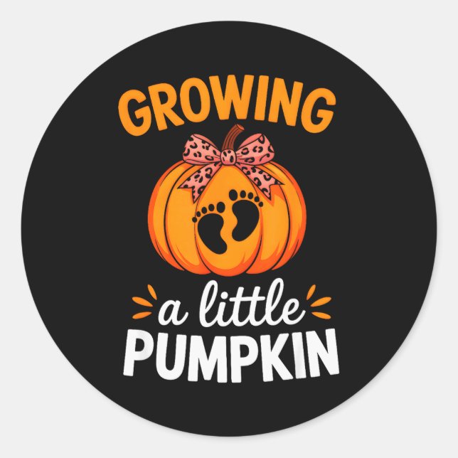 Growing A Little Pumpkin Maternity Thanksgiving Mo Classic Round Sticker (Front)