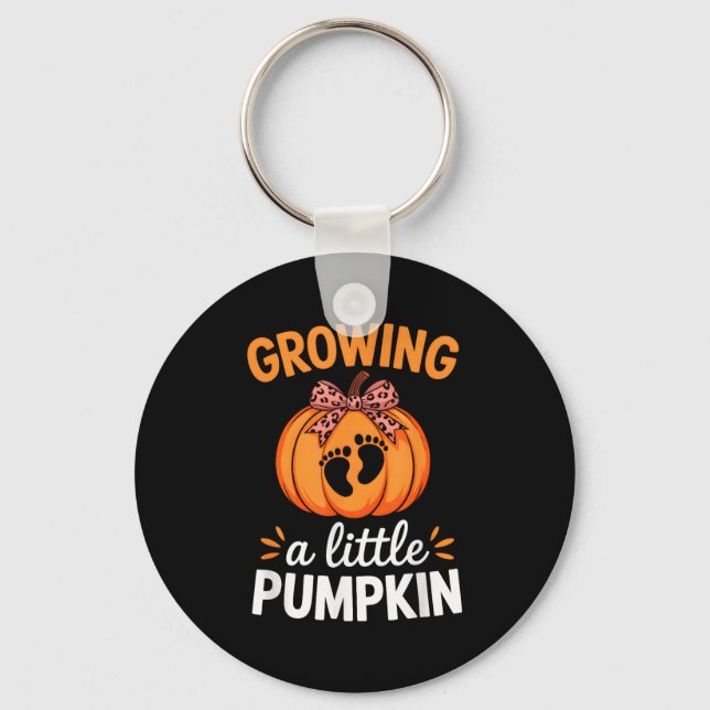 Growing A Little Pumpkin Maternity Thanksgiving Mo Key Ring (Front)