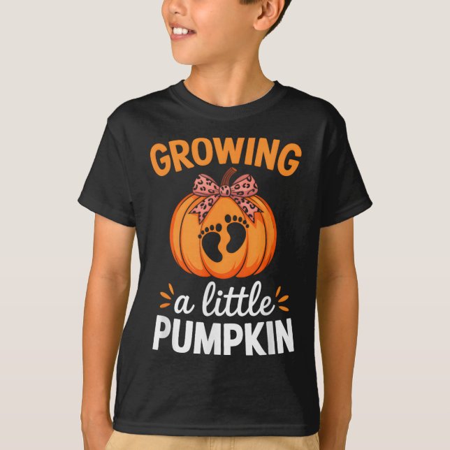 Growing A Little Pumpkin Maternity Thanksgiving Mo T-Shirt (Front)