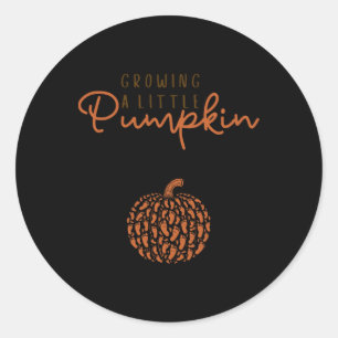 Growing A Little Pumpkin Pregnancy Reveal Hallowee Classic Round Sticker