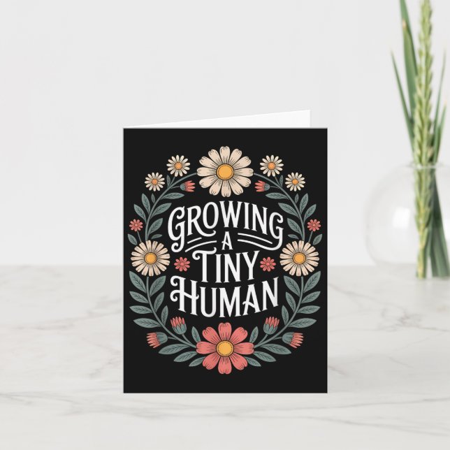 Growing A Tiny Human New Mum Dad Pregnancy Announc Card (Front)