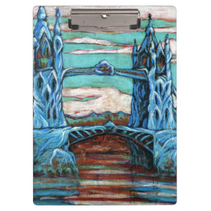 Growing Blue Tower Bridge in a fantasy city Clipboard