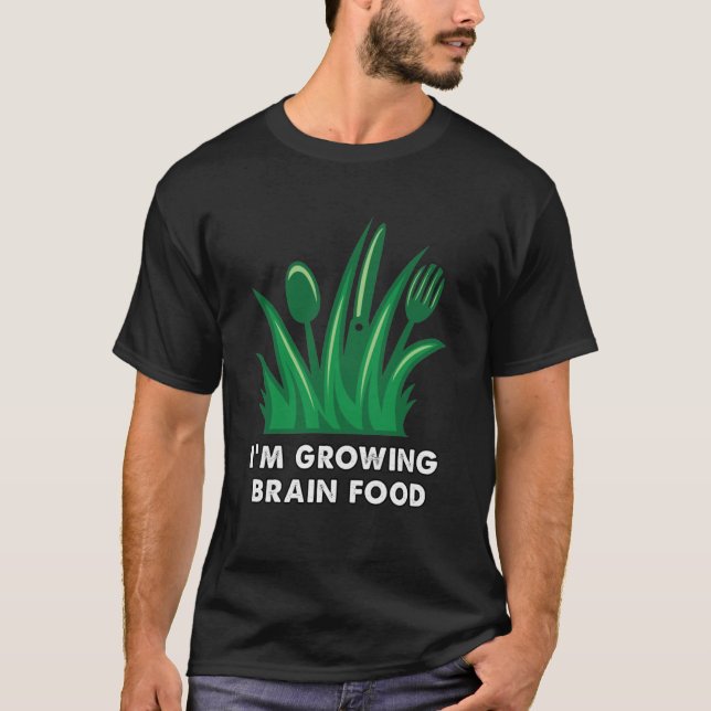 growing brain food grass with fork knife and spoon T-Shirt (Front)