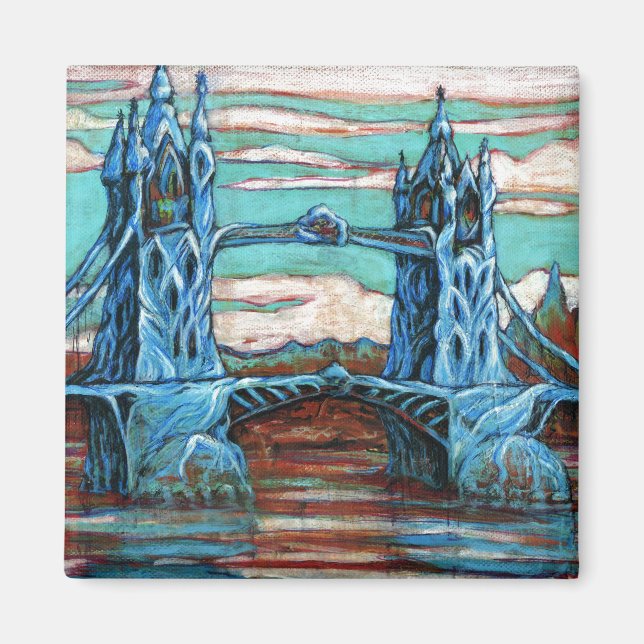 Growing Bridge in a fantasy city Magnet (Front)