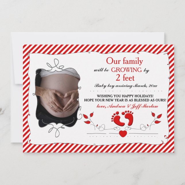 Growing by 2 Feet Holiday Pregnancy Announcement (Front)