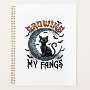 Growing Fangs Black Cat Crescent Moon Bats Hallowe Planner
