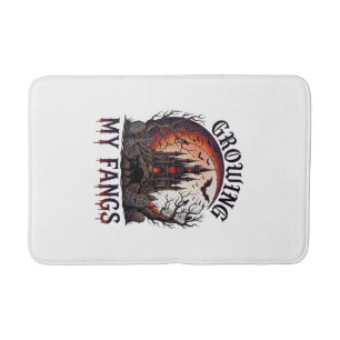 Growing Fangs Halloween Haunted Castle Black Cat M Bath Mat