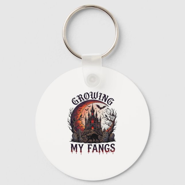 Growing Fangs Halloween Haunted Castle Black Cat M Key Ring (Front)