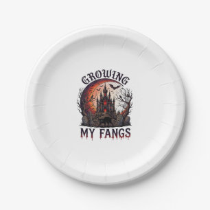 Growing Fangs Halloween Haunted Castle Black Cat M Paper Plate