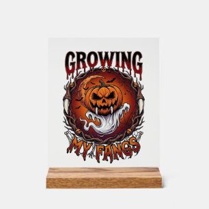 Growing Fangs Vampire Pumpkin Ghost Bats Skulls Acrylic Sign