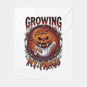 Growing Fangs Vampire Pumpkin Ghost Bats Skulls Fleece Blanket
