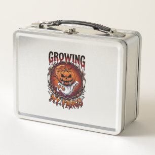 Growing Fangs Vampire Pumpkin Ghost Bats Skulls Metal Lunch Box