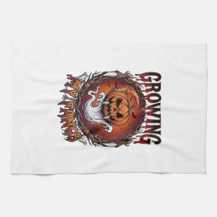 Growing Fangs Vampire Pumpkin Ghost Bats Skulls Tea Towel