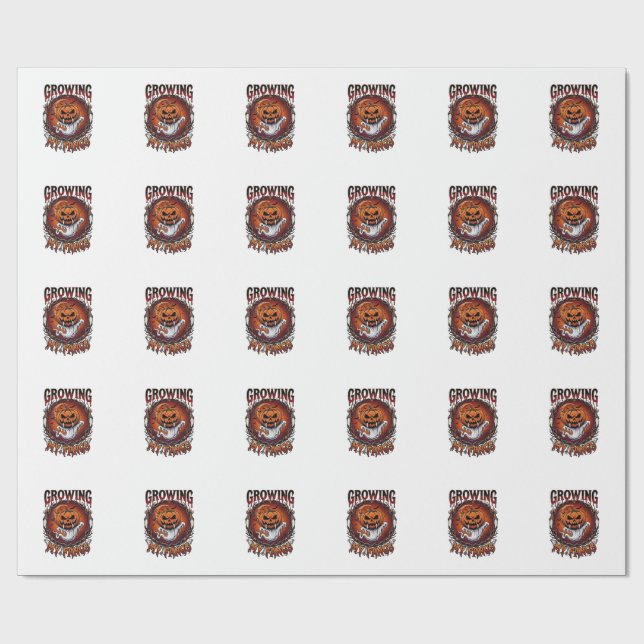 Growing Fangs Vampire Pumpkin Ghost Bats Skulls Wrapping Paper (Flat)