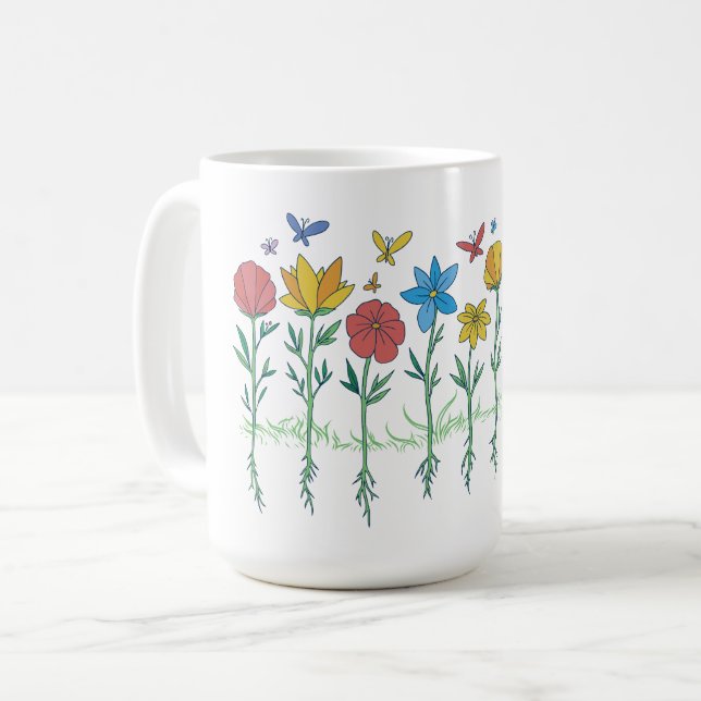 Growing flowers design coffee mug (Front Left)