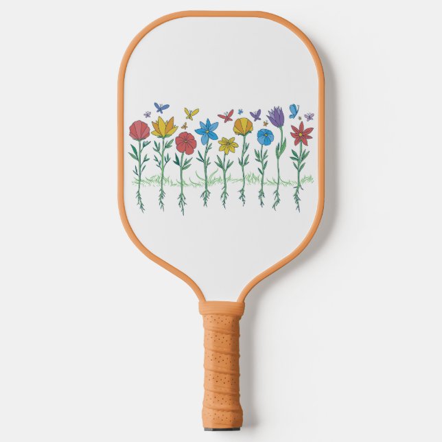 Growing flowers design pickleball paddle (Front)