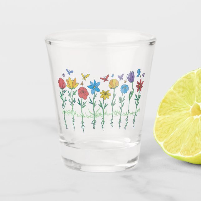 Growing flowers design shot glass (Front)