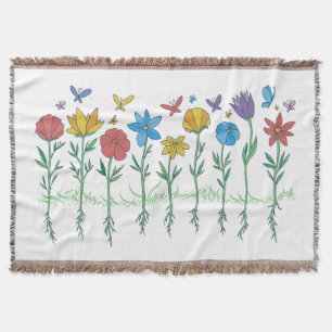 Growing flowers design throw blanket