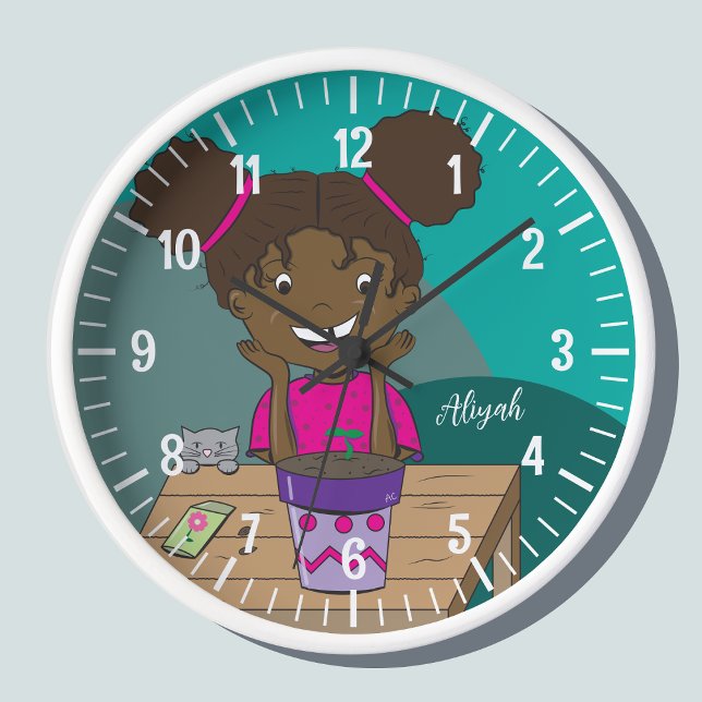 Growing | Girl Green Personalised Wall Clock (Creator Uploaded)