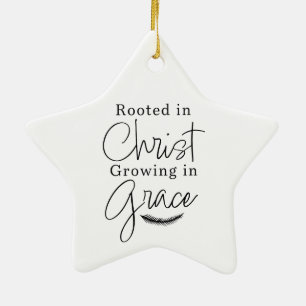 Growing in Grace Black and White Star Christmas Ceramic Ornament