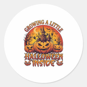 Growing Little Halloween Inside Pumpkins Haunted C Classic Round Sticker