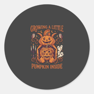 Growing Little Pumpkin Inside Halloween Pumpkins G Classic Round Sticker