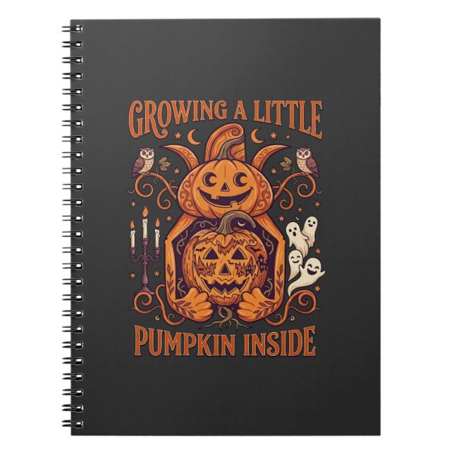 Growing Little Pumpkin Inside Halloween Pumpkins G Notebook (Front)