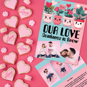 Growing Love Potted Plants Valentine's Day Holiday Card