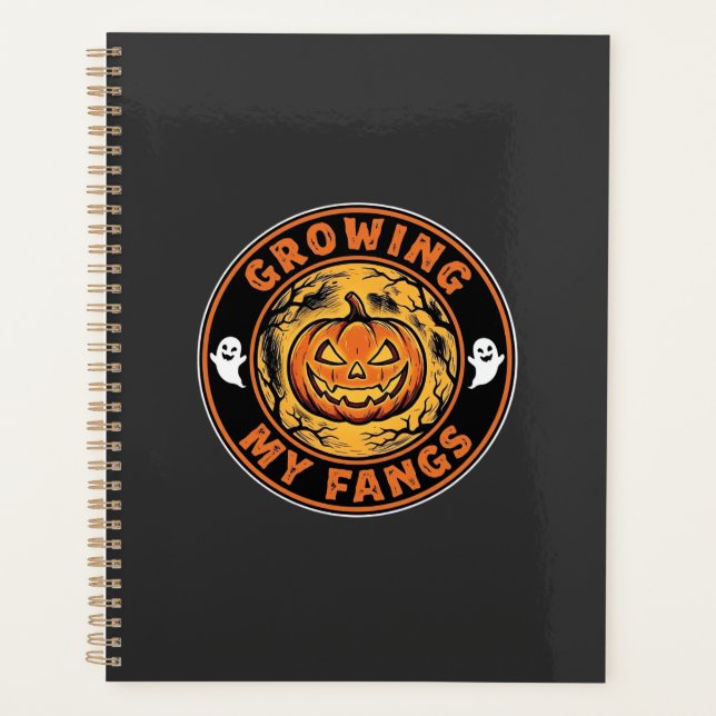 Growing My Fangs Halloween Pumpkin Ghost Design_1 Planner (Front)