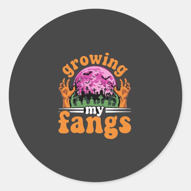 Growing My Fangs Halloween Vampire Design_1 Classic Round Sticker (Front)