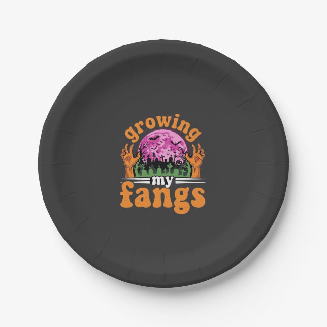 Growing My Fangs Halloween Vampire Design_1 Paper Plate (Front)