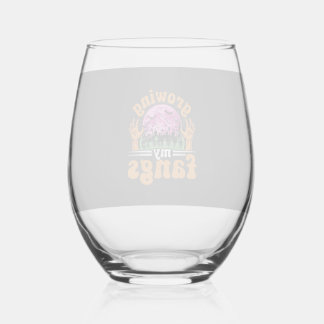 Growing My Fangs Halloween Vampire Design_1 Stemless Wine Glass