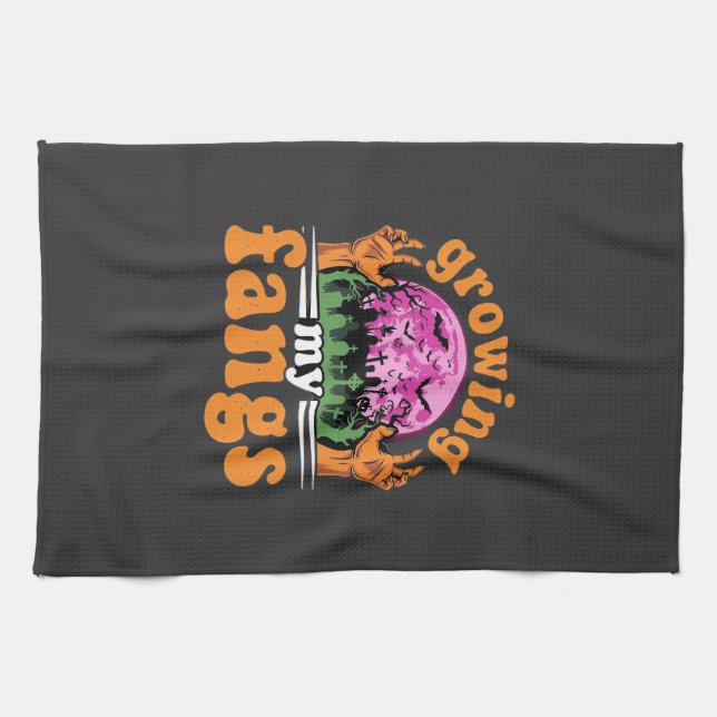 Growing My Fangs Halloween Vampire Design_1 Tea Towel (Horizontal)