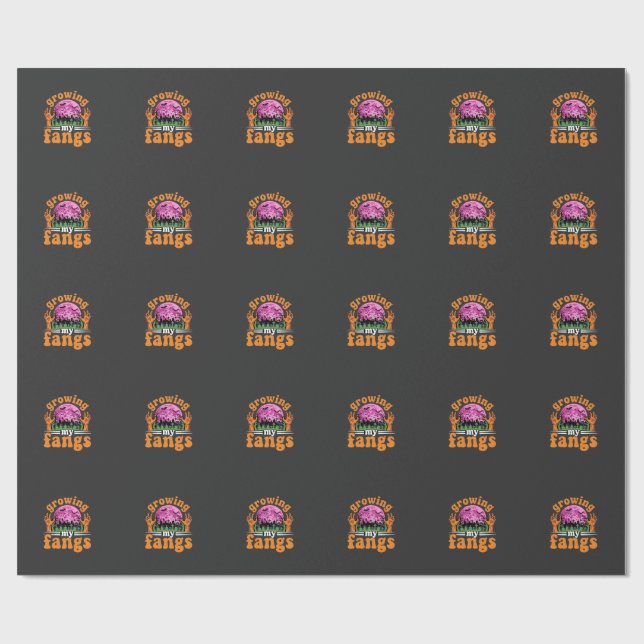 Growing My Fangs Halloween Vampire Design_1 Wrapping Paper (Flat)