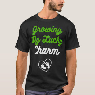 Growing My Lucky Charm Baby Designs For Pregnancy  T-Shirt