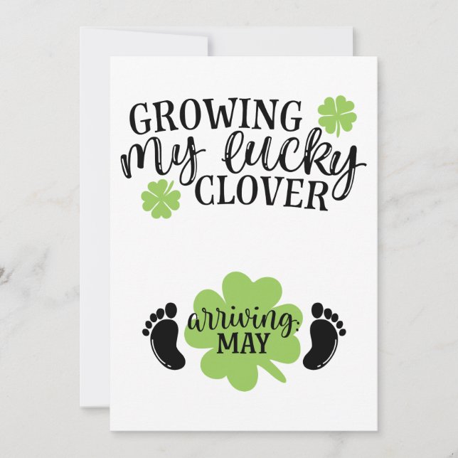 Growing My Lucky Clover Arriving May St Patricks Invitation (Front)