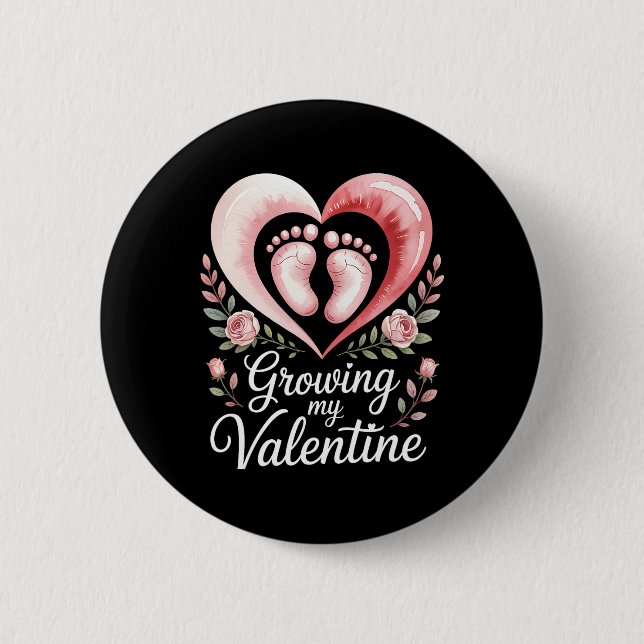 Growing My Valentine By Feet Heart Art  6 Cm Round Badge (Front)