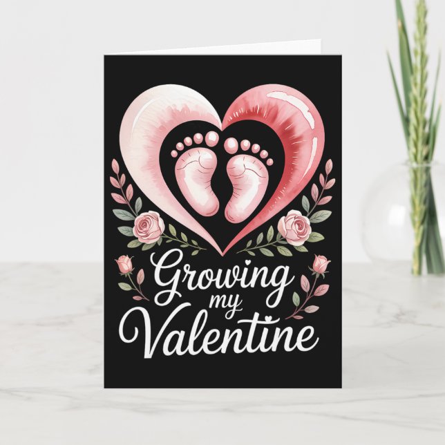 Growing My Valentine By Feet Heart Art  Card (Front)