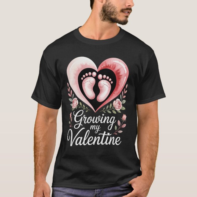 Growing My Valentine By Feet Heart Art  T-Shirt (Front)