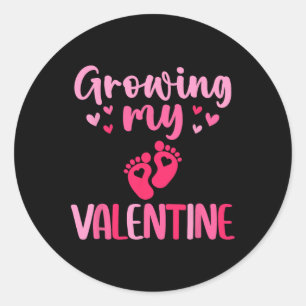 Growing My Valentine Cute Pregnancy Announcement Classic Round Sticker