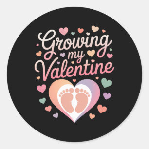Growing My Valentine Heartbeat Love Classic Round Sticker