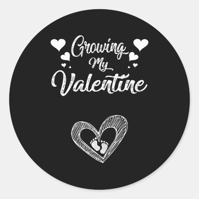 Growing My Valentine Pregnancy New Mom Valentines  Classic Round Sticker (Front)