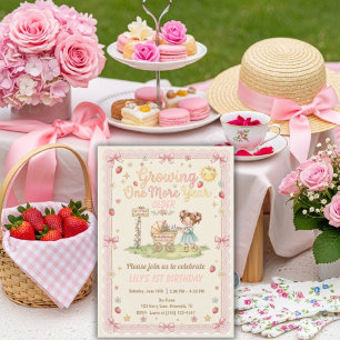 Growing One More Year Older girl Birthday Invitation